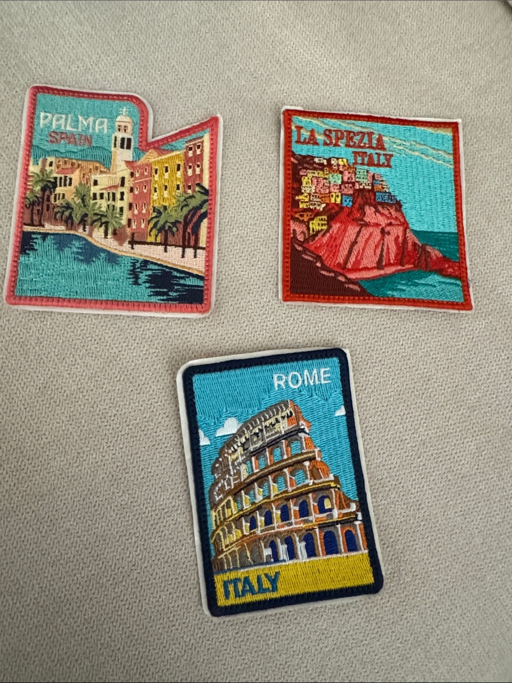 NWT 3.5” Embroidery Patches Travel Spain Italy